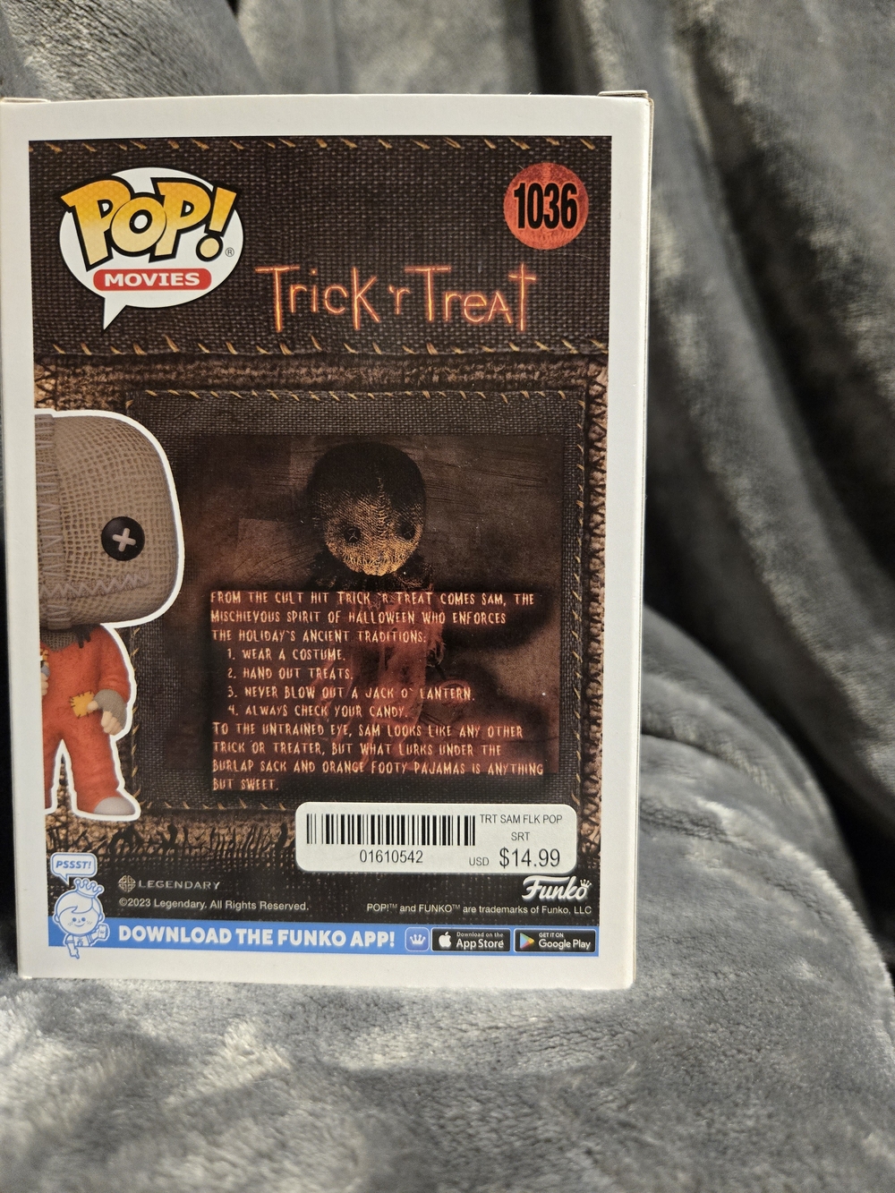 Funko SAM Trick 'r Treat Flocked Figure - Orange Outfit, Tan Head - Picture 3 of 6